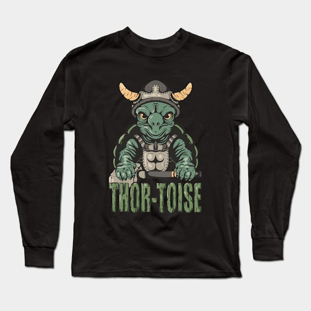 Thor-Toise Viking Turtle Lover Nordic Long Sleeve T-Shirt by Foxxy Merch